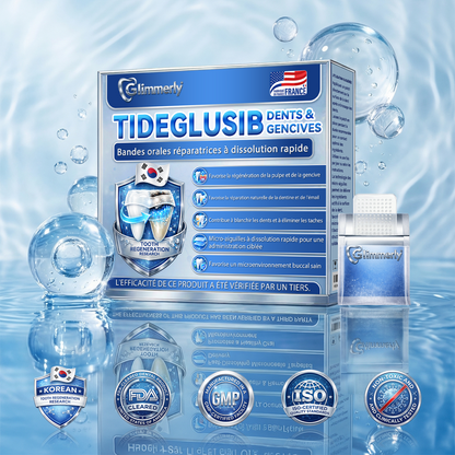 🎁Sourire instantané 🎁 𝐺𝑙𝑖𝑚𝑚𝑒𝑟𝑙𝑦® Tideglusib Dents et gencives Bandes orales réparatrices à dissolution rapide 💎 (Restaure émail/dentine • Renforce gencives • Élimine tartre & odeurs • Blanchit • Fin des sensibilités)